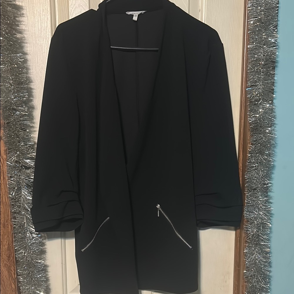 Maurices Black Blazer Relaxed Open Front Jacket